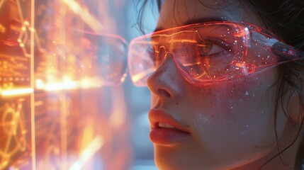 Illustrate a futuristic scenario where VR goggles users explore virtual museums filled with AI-generated artworks and spinning holographic exhibits.