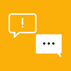 Speech bubble on yellow background.