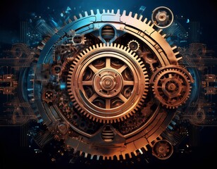 programming language concept with rusty gears emerging from the dark