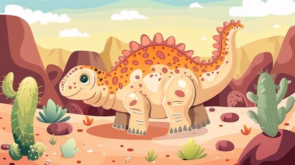 Obraz premium a Ankylosaurus with its armored platesin a kawaii style