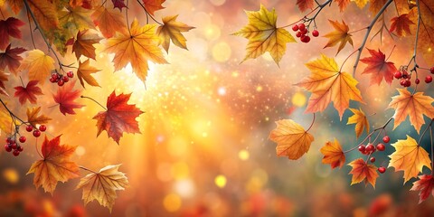 beautiful autumn background for cards with autumn berries and flowers