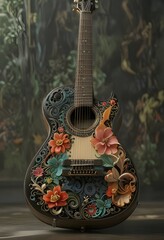 color illustration of a beautiful guitar