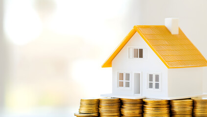 White House Model on Gold Coins: Real Estate Concept of Financial Success
