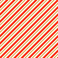 Red and gold diagonal striped seamless pattern. Christmas traditional background.