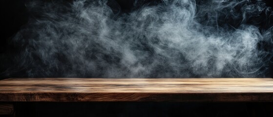 Wooden Tabletop with Smoky Background