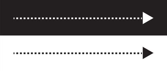 Simple dashed arrow icon on a white and black background.