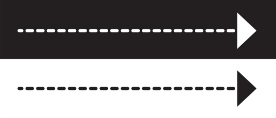 Fototapeta premium Simple dashed arrow icon on a white and black background.