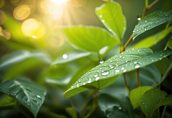 Obraz premium lush greenery showcasing rich textures under soft ambient lighting serene natural setting, botanical, bokeh, brightness, charm, colors, depth, detail