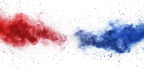 Obraz premium Patriotic Fireworks Erupt in Red, White, and Blue Confetti Bursts, Celebrating Labor Day with a Dynamic American Flag-Inspired Abstract Background for Independence Day and Memorial Commemorations