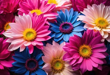 Fototapeta premium vibrant floral displays textured multi dimensional backgrounds featuring bright colors intricate patterns, artwork, botanical, cheerful, chic, colorful