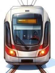 Modern Tram Approaching the Station