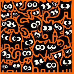 Fototapeta premium Black cat puzzle design