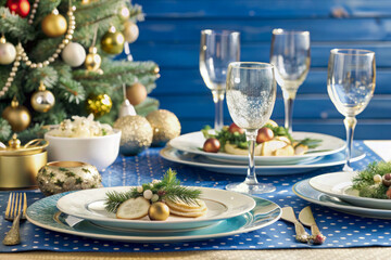 Fototapeta premium christmas table setting