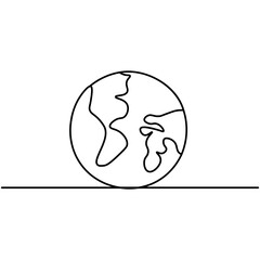 Earth  single line art, continuous one line drawing of  Isolated outline vector art 
