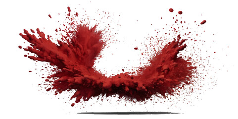 Image of colorful smoke plume in red hues against isolated on transparent background. 