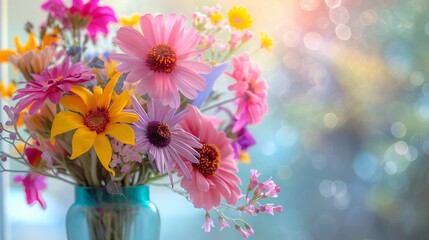 Fototapeta premium arrangement of fresh flowers in a vase