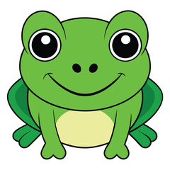 Obraz premium Cartoon Style Frog 2D Drawing Icon Vector Design on White Background