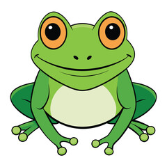 Obraz premium Cartoon Style Frog 2D Drawing Icon Vector Design on White Background