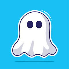 Cute ghost cartoon vector illustration. character costume of cute evil. celebrate Halloween party night.