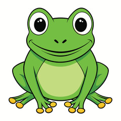 Obraz premium Cartoon Style Frog 2D Drawing Icon Vector Design on White Background