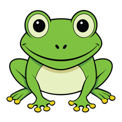 Cartoon Style Frog 2D Drawing Icon Vector Design on White Background