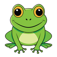 Cartoon Style Frog 2D Drawing Icon Vector Design on White Background