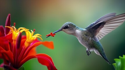 Fototapeta premium close-up of a hummingbird hovering