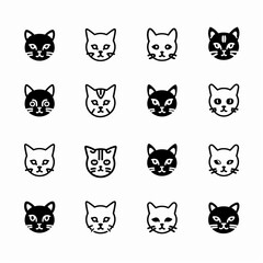 Cat flat icon, minimal kitten symbol, kitty sign isolated, pet pictogram, cat set on white