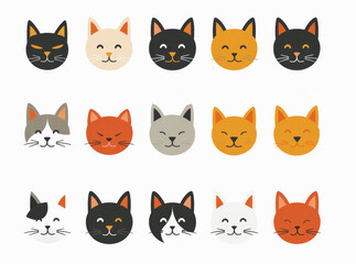 Cat flat icon, minimal kitten symbol, kitty sign isolated, pet pictogram, cat set on white