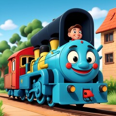 toy train 3d cartoon style