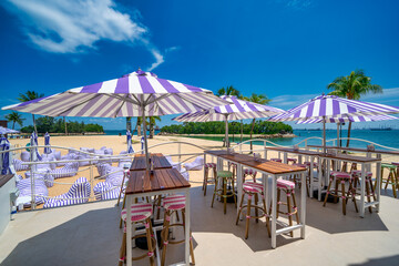 A colourful resort along the beach in Sentosa Island, Singapore
