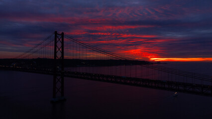 Sunset in Lisbon Bridge