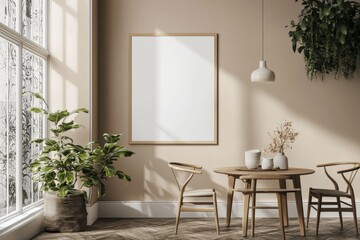 Minimalist Kitchen interior with Poster Mockup created with Generative AI