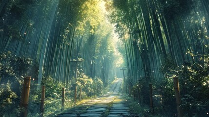 Peaceful Bamboo Forest Path