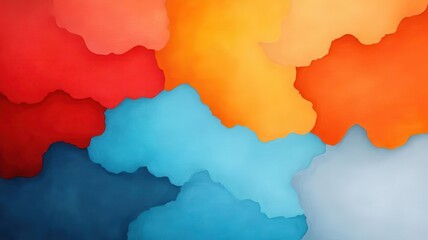 A vibrant abstract background featuring soft blended colors of red, orange, blue, and white, perfect for creative projects.