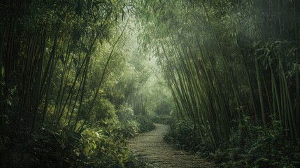 Obraz premium Mystical Bamboo Forest Path