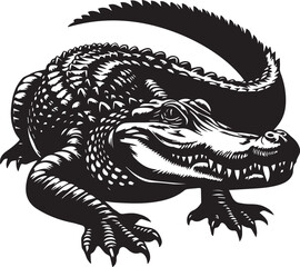 black and white alligator silhouettes vector art illustration