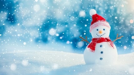 Cheerful Snowman in Winter Wonderland