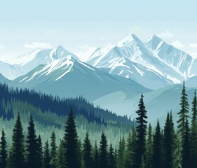 Fototapeta premium Yukon Territory's Heritage Day Celebration: A Majestic Landscape of Forests and Mountains Embracing the Natural Legacy of February 25th