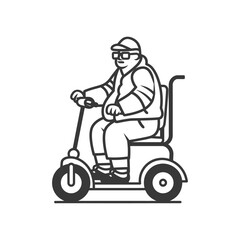 Man in a Hat Riding a Mobility Scooter