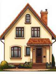 Obraz premium Charming Two-Story House with Red Roof Tiles