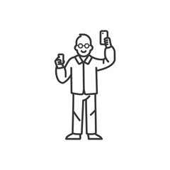 Fototapeta premium Man Taking a Selfie with a Smartphone