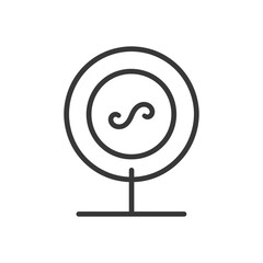 Obraz premium Outline illustration of a stylized infinity symbol within a circle, supported by a thin rod