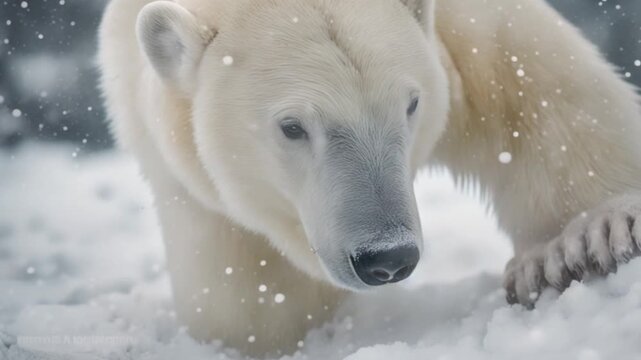 polar bears in deep snow