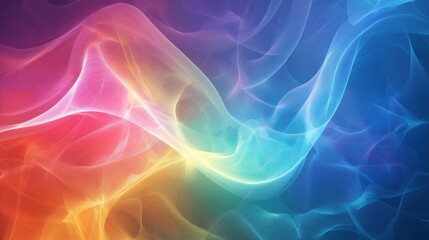 Obraz premium Vivid Abstract Motion: Dynamic Swirling Waves of Multicolored Energy in Digital Artwork with Vibrant Hues of Pink, Blue, and Orange on Dark Background.