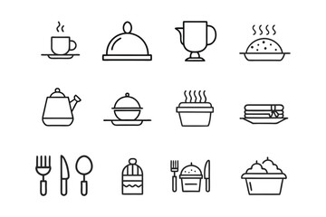 Thin line catering logo icon set in vector art for clean and professional design.