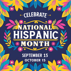 Vibrant and colorful graphic design Illustration background celebrating National Hispanic Heritage Month