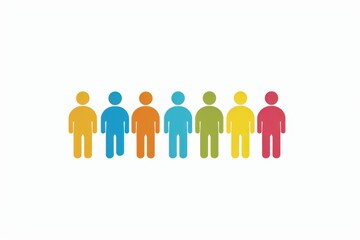 Fototapeta premium icon of people with different colors in the center, simple vector style, white background, pastel color palette Generative AI