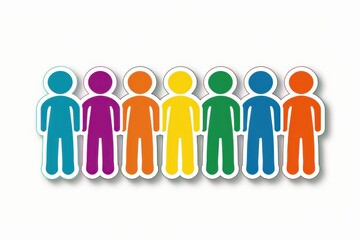 icon of a group of people, vector illustration with simple shapes, colorful on a white background, in a sticker style Generative AI