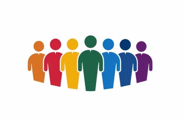 logo of several people, each person has a different-colored outfit, and one is slightly larger than the others Generative AI